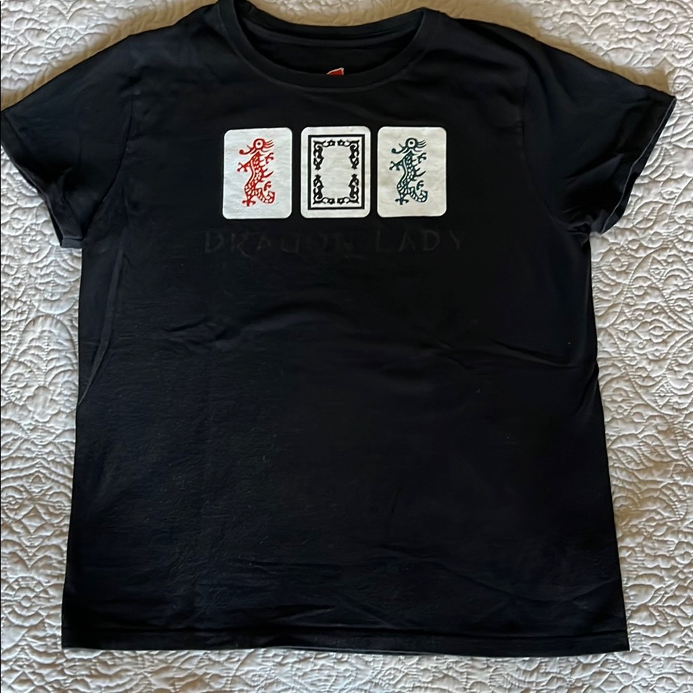 Mah Jongg Tile Dragon Lady Black Short Sleeve Graphic Tee